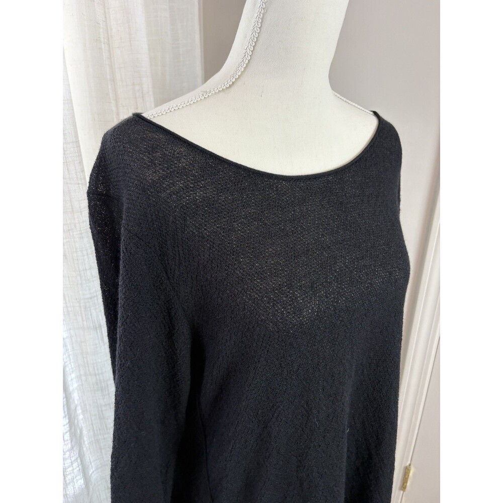 Eileen Fisher Lightweight Open Knit Wool Tunic Sweater Boat Neck Sheer 103 - Picture 8 of 9